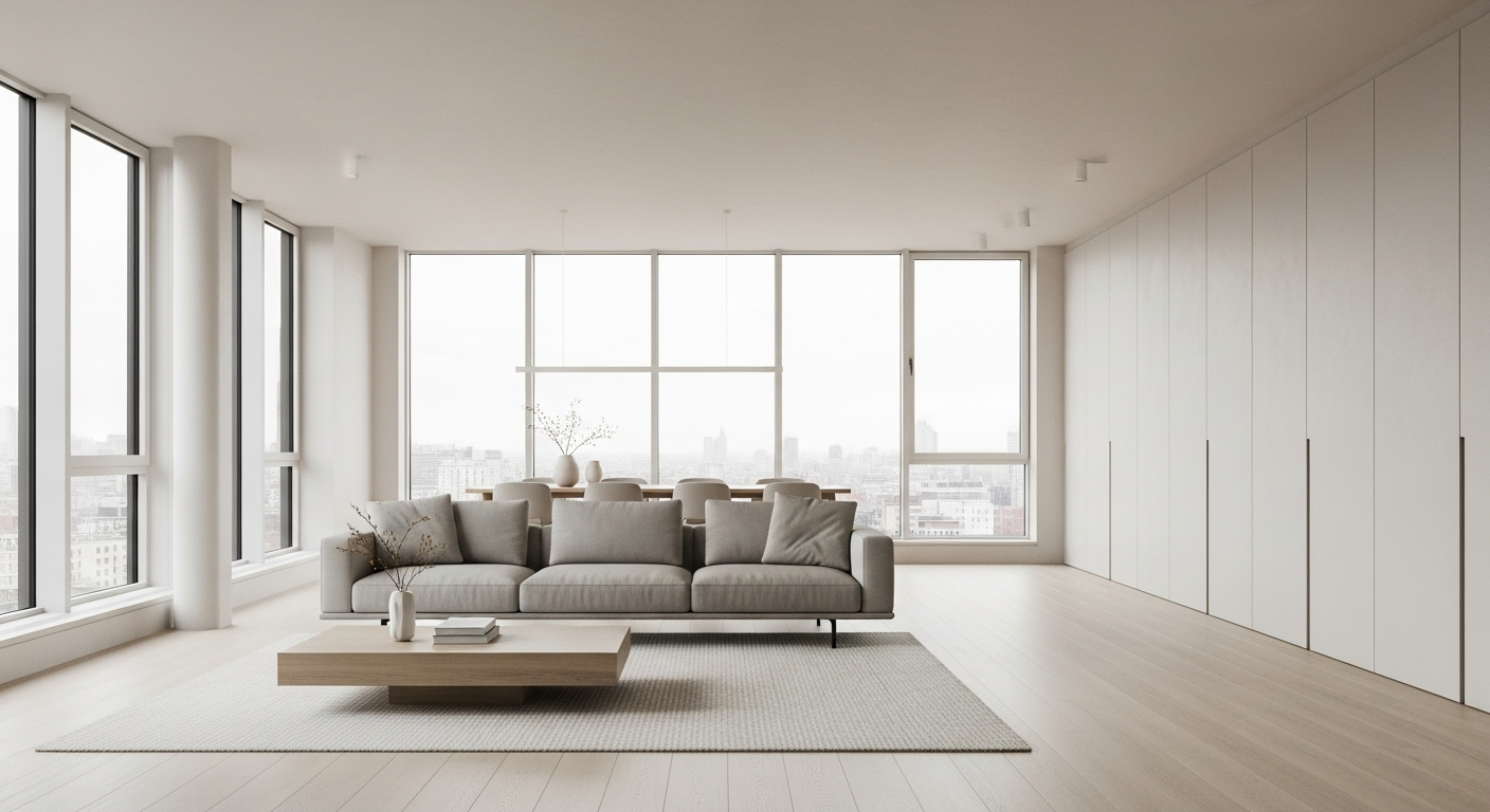 Minimal interior with clean white surfaces