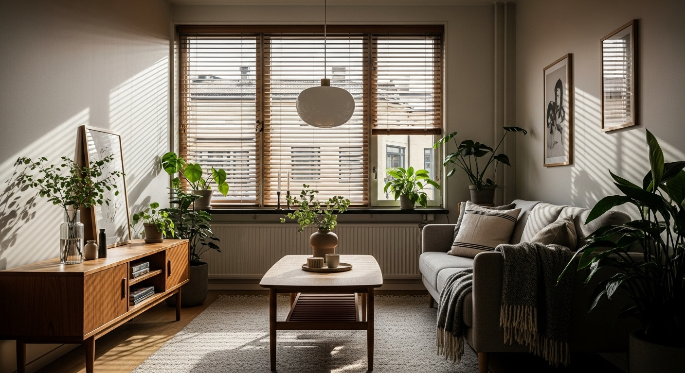 Grayscale architectural interior with layered lighting