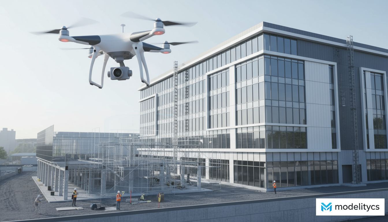 Aerial drone survey visualization with progress overlays