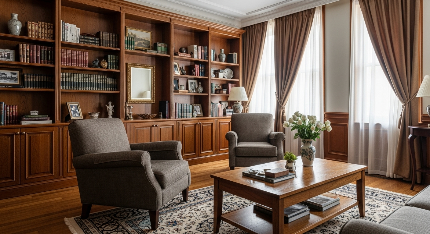 Project office with review screens